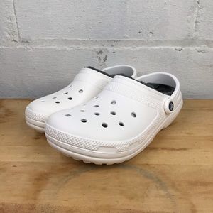 Crocs Classic Lined Clog **READ** W10 M8 White w/Grey Faux Fur Lining